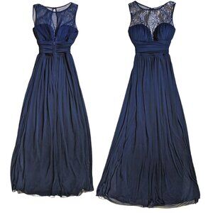 B. Darlin Navy Blue Goddess Prom Dress Size 1/2